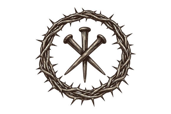 Crown of Thorns Nails Graphics for T-Shirt Designs