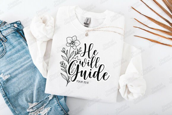 He Will Guide Psalm 32 Verse: Graphics & T-Shirt Design