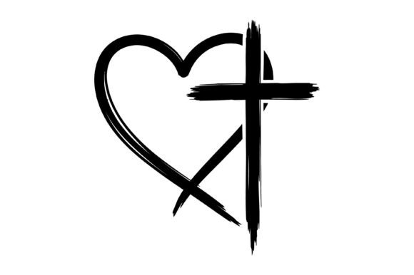 Heart and Cross Brush Symbol