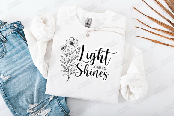 Light Shines John 1 Bible Verse Graphics & T-Shirt Designs