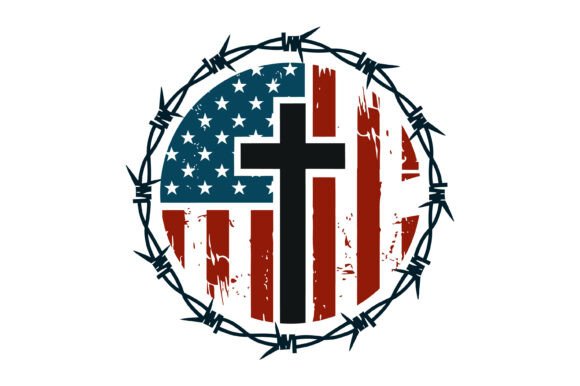 Patriotic Cross American Faith Graphics for T-Shirt Designs
