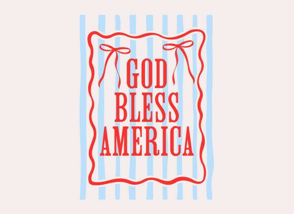 Preppy God Bless America PNG for Graphics and T-Shirt Designs