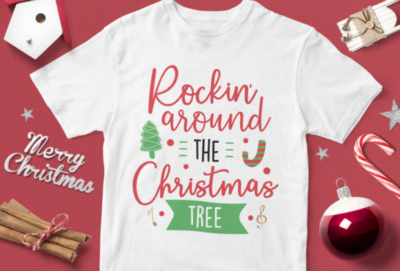 Rokin Around the Christmas Tree Graphics & T-Shirt Designs